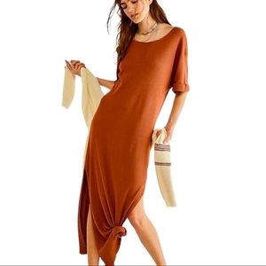 free people vintage souls thermal vortex dress brown